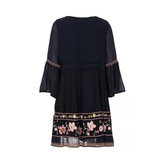 French Connection Sunshine Bloom Gypsy Dress 0 XS Blue Pink Floral Embroidered - Picture 14 of 16